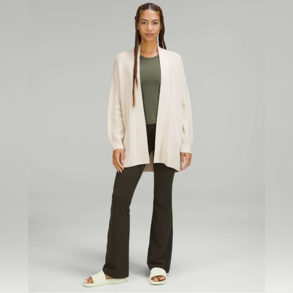 Lululemon Merino Wool-Blend Ribbed Long Wrap Sweater
White Opal Size 2